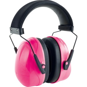 Casque antibruit rose LUX pour enfants, réglable et rembourré pour une protection optimale.