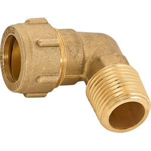 Raccordo a gomito in ottone, 15 mm x 21 mm (R 1/2), per impianti idraulici e di riscaldamento.