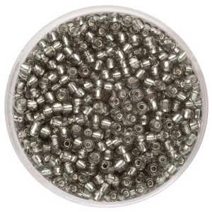 Graue Rocailles-Perlen mit Silbereinzug, 2,6 mm, ideal zum Schmuckbasteln.