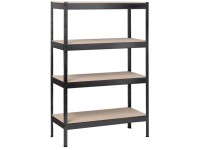 Stecksystem-Grundregal M Schwarz 4 Holzböden (HxBxT) 180 x 100 x 40 cm