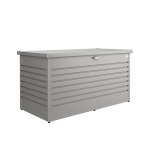 Biohort FreizeitBox 160 High grigio quarzo metallizzato. Robusta cassapanca da giardino in acciaio con serratura.