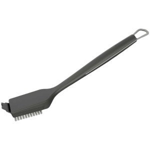 Spazzola per griglia Outdoorchef grigia grande con setole in nylon per utensili da barbecue.