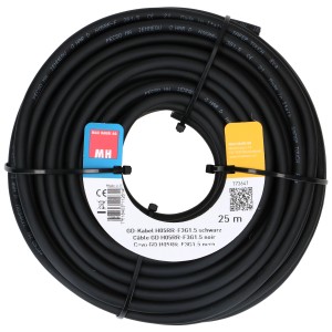 Cavo GD nero H05RR-F 3x1,5 mm², tubo flessibile in gomma da 25 m arrotolato.