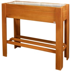 Letto rialzato GreenBox light castagno, 80x70x34,5 cm, in legno con ripiano.