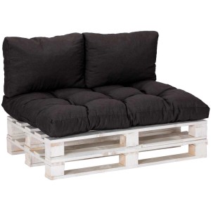 Set cuscini per pallet grigio scuro, 3 pezzi, per mobili pallet. Cuscino seduta e due cuscini schienale.