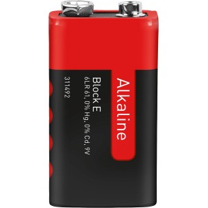 Pile alcaline 9V E pour appareils à consommation constante.