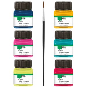 Kreul Acryl-Mattfarben-Set Color Living mit 6 Farben und Pinsel für Bastelarbeiten.