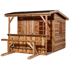 Casetta da giardino weka 820 A naturale con bancone e seduta in legno.