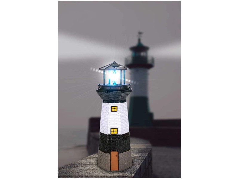 Globo Lampe solaire LED Phare 1 flamme Ø 13 cm / Hauteur 38 cm