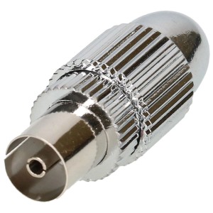 Prise d'antenne métallique Schwaiger pour connexions de câble coaxial.