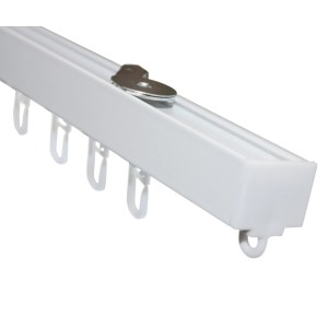 Binario per tende Gardinia Luna, singolo, bianco, con accessori per montaggio a soffitto.