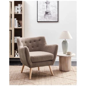 Beliani Poltrona da cocktail Drammen Bouclé/Legno Marrone