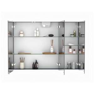 Armoire de toilette Jokey Alu III chêne, 100cm de large, avec éclairage LED et trois portes miroir.