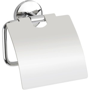 Wenko Porta carta igienica Cuba con coperchio, cromo, per montaggio a parete.