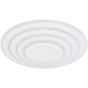 Weiße, runde LED-Deckenleuchte (Ø 50cm) mit 3D-Effekt, dimmbar und Smart-Home-fähig.