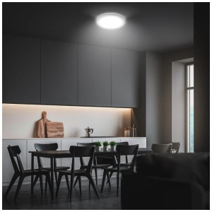 Plafonnier LED Briloner Kada, chrome mat, blanc neutre, diamètre 19 cm.