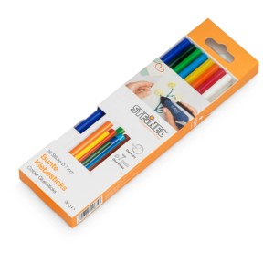 Steinel stick di colla a caldo, Ø 7 mm, colori assortiti, set da 16 pezzi.