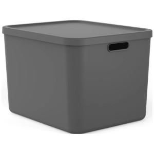Rotho Multibox Albula Aufbewahrungsbox 55 l in Anthrazit. Stapelbare Kunststoffbox mit Deckel und Griffen für Ordnung.