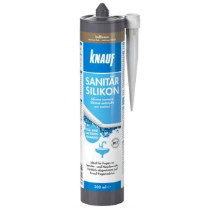 Knauf Sanitär-Silikon, hellbraun, 300ml Kartusche für Bad und Sanitärbereich.