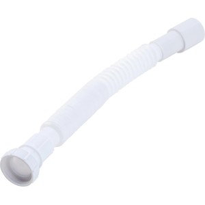 Siphon flexible blanc, longueur 35 cm, en plastique pour lavabos et éviers.