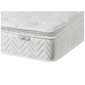 Matelas à ressorts ensachés blanc (140x200 cm) avec surface matelassée et étiquette.