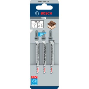 Lames de scie sauteuse Bosch T 101 AOF, 3 pièces, pour des coupes courbes nettes dans le bois dur.