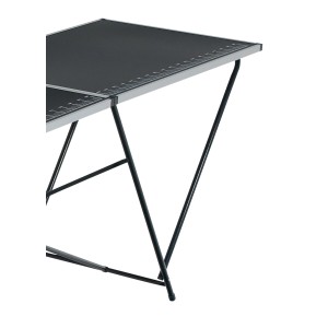 Tavolo multifunzione LUX con piano nero e telaio in acciaio, ideale come tavolo da parati.