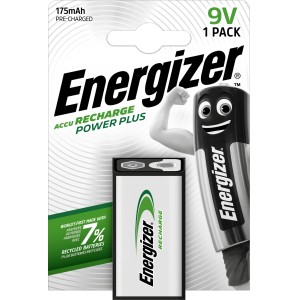 Energizer Power Plus batteria 9V, 175 mAh, confezione singola. Batteria ricaricabile per dispositivi standard.