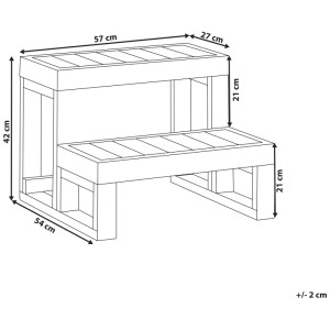 Dessin technique des escaliers de spa Beliani Limay gris. 2 marches en plastique, dimensions 57x54x42 cm.