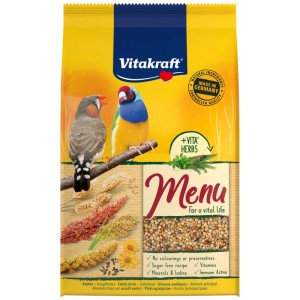 Vitakraft Menu per Esotici, 500g: Alimento base con erbe e semi per uccelli esotici.