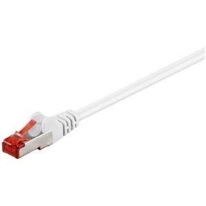 Cavo di rete Cat 6 S/FTP bianco da 30 m con connettore RJ45 per computer e multimedia.