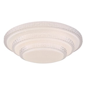 Plafonnier LED Globo Magnifique blanc, Ø 49,5 cm, avec design étagé et éléments décoratifs.