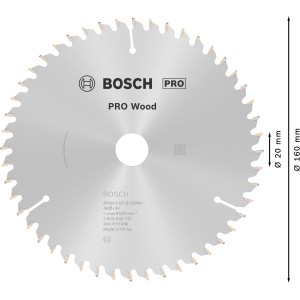 Lama per sega circolare Bosch Optiline Wood, 160 mm, 48 denti, per tagli precisi nel legno.