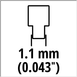 Dettaglio dello spessore maglia motrice di 1,1 mm della catena di ricambio per motosega Einhell.