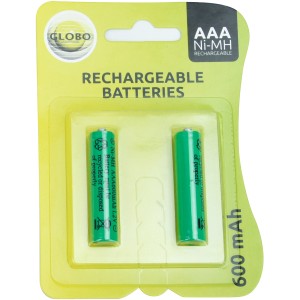 Globo piles de remplacement pour lampes solaires, 2 piles AAA, 600 mAh, rechargeables.