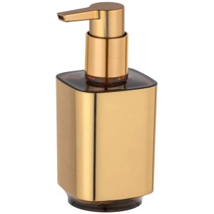 Dispenser sapone Wenko Auron dorato in plastica per bagno e cucina.