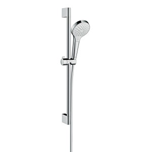 Set de douche Hansgrohe Croma Select S Vario, blanc/chrome, avec barre de 65 cm.