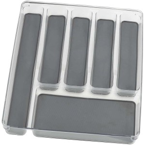 Wenko portaposate con 6 scomparti e rivestimento antiscivolo, grigio-trasparente, 32x40 cm.
