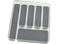 Wenko Besteckkasten Anti-Rutsch Kunststoff Grau-Transparent 32 x 40 cm