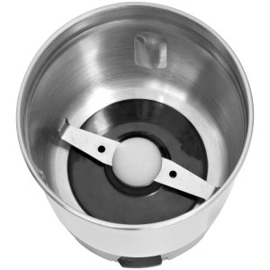 Macinacaffè KSW 1021: Vista interna con contenitore in acciaio inox e lama.