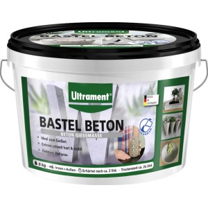 Ultrament Bastel Beton 6 kg in secchio, composto per colata grigio chiaro per progetti creativi in cemento.