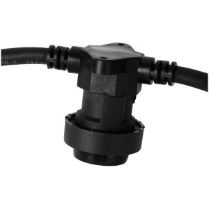 Gros plan d'une guirlande lumineuse LED Party-Deco noire (IP44) pour l'extérieur.