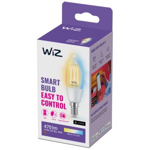 Lampadina WiZ LED a candela E14, chiara, 4.9W. Lampada smart con WiFi e Bluetooth.
