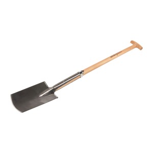 Bêche Ideal en acier, 85 cm de long, avec poignée en T et lame polie. Pour creuser et ameublir la terre.