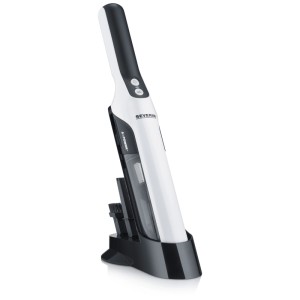 Aspirateur à main Severin HV7140, blanc et noir, avec station de charge. Aspirateur sans fil compact.