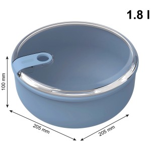 Contenitore rotondo blu Rotho Ela da 1,8 l con coperchio trasparente. Ideale per conservare alimenti.