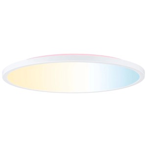 Panneau LED rond Paulmann Atria Shine, Ø 40 cm, avec changement de couleur et cadre blanc.