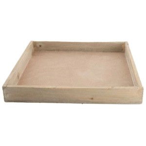 Vassoio quadrato in legno marrone chiaro (30x30 cm) di DecoFinder per decorazioni da tavolo e composizioni stagionali.