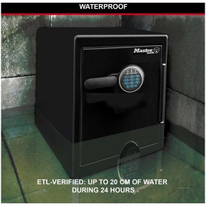 Cassaforte Master Lock LFW205FYC in acqua. Cassaforte impermeabile con serratura elettronica.