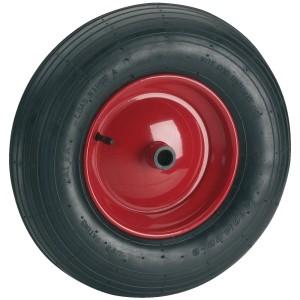 Roue gonflable Doerner + Helmer, rouge, Ø 40cm, avec jante en métal. Roue robuste pour divers terrains.